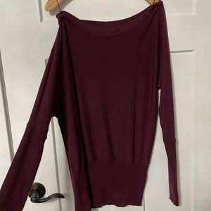 WHBM Off Shoulder Burgundy Soft Tunic Sweater XS worn once